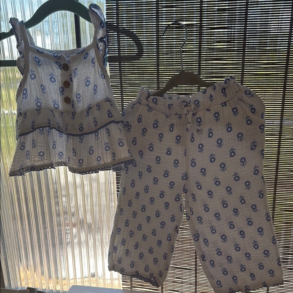 Rachel Zoe Kids Set in White and Blue Floral